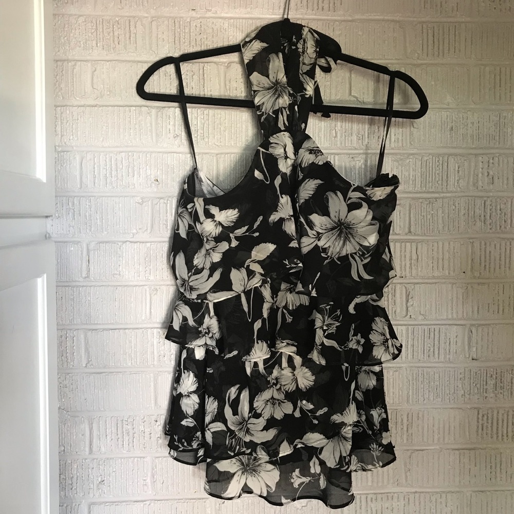 White House Black Market Floral Halter Blouse